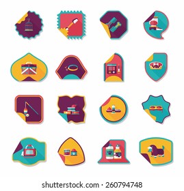 Pet sticker flat banner design background set, eps10