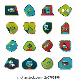 Pet sticker flat banner design background set, eps10