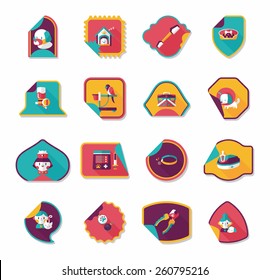 Pet sticker flat banner design background set, eps10