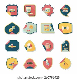 Pet sticker flat banner design background set, eps10