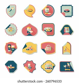 Pet sticker flat banner design background set, eps10