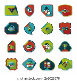 Pet sticker flat banner design background set, eps10