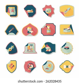 Pet sticker flat banner design background set, eps10