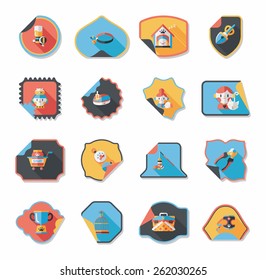 Pet sticker flat banner design background set, eps10