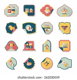 Pet sticker flat banner design background set, eps10