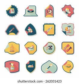 Pet sticker flat banner design background set, eps10