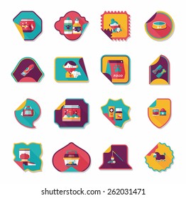Pet sticker flat banner design background set, eps10