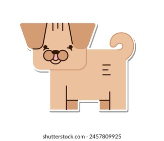Pet sticker.Cute dog logo template design.Doggy badge infographic for veterinary, pet shelter, pet adoption and animal charity.Vector graphics illustration EPS 10. Editable stroke