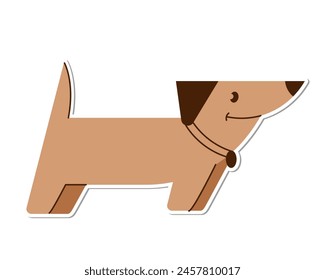 Pet sticker.Cute dog logo template design.Doggy badge infographic for veterinary, pet shelter, pet adoption and animal charity.Vector graphics illustration EPS 10. Editable stroke