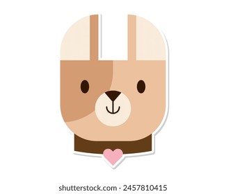 Pet sticker.Cute dog logo template design.Doggy badge infographic for veterinary, pet shelter, pet adoption and animal charity.Vector graphics illustration EPS 10. Editable stroke