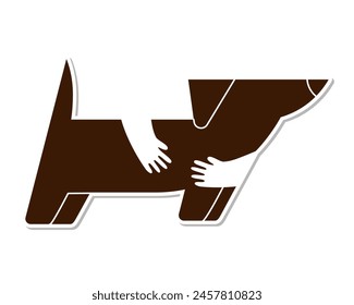 Pegatina para mascotas. Lindo diseño de Plantilla de logotipo de perro. Infografía de insignia para veterinarios, refugio para mascotas, adopción de mascotas y caridad animal. Ilustración gráfica de Vector EPS 10. Trazo editable