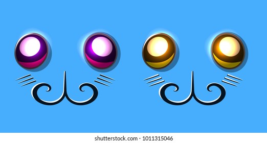 pet stickers for game, web, card, textile; cute design elements; cat faces with cute emotions; fun adorable characters 