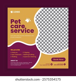 Pet store, Adoption, Food, and Healthcare Service Social Media Post Design or Pet Business Web banner and online Post Square Banner Template