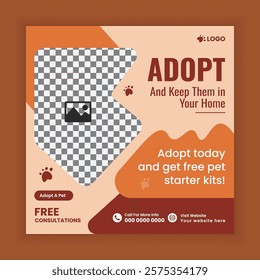 Pet store, Adoption, Food, and Healthcare Service Social Media Post Design or Pet Business Web banner and online Post Square Banner Template