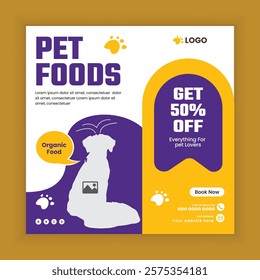 Pet store, Adoption, Food, and Healthcare Service Social Media Post Design or Pet Business Web banner and online Post Square Banner Template