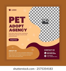 Pet store, Adoption, Food, and Healthcare Service Social Media Post Design or Pet Business Web banner and online Post Square Banner Template