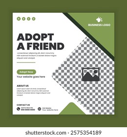 Pet store, Adoption, Food, and Healthcare Service Social Media Post Design or Pet Business Web banner and online Post Square Banner Template