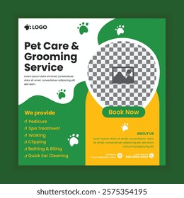 Pet store, Adoption, Food, and Healthcare Service Social Media Post Design or Pet Business Web banner and online Post Square Banner Template