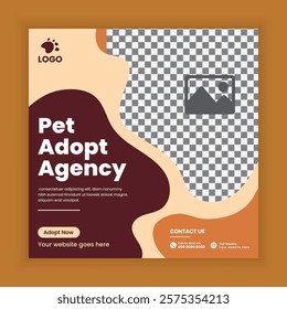 Pet store, Adoption, Food, and Healthcare Service Social Media Post Design or Pet Business Web banner and online Post Square Banner Template