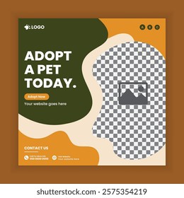 Pet store, Adoption, Food, and Healthcare Service Social Media Post Design or Pet Business Web banner and online Post Square Banner Template