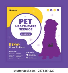 Pet store, Adoption, Food, and Healthcare Service Social Media Post Design or Pet Business Web banner and online Post Square Banner Template