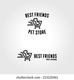 Pet Store Animal Market Funny Bone Shopping Logo Badge Template