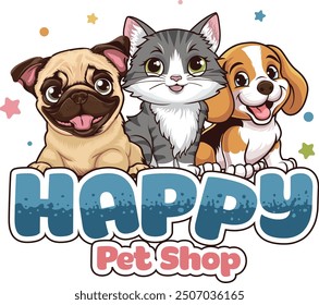 Pet store cat and dog logo design template