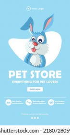 Pet store everything for pet lovers portrait template design. 