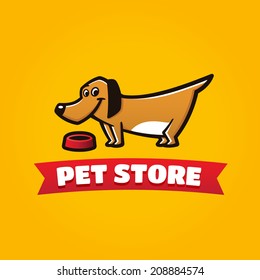 Pet store funny dog badge symbol, vector illustration, symbol looks like logo