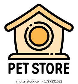 Pet store house logo. Outline pet store house vector logo for web design isolated on white background