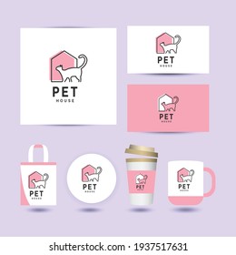 Pet store logo design with aplication vector template.