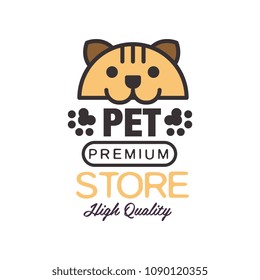 Pet store logo template design, brown badge for company identity, label for pet shop, quality service and premium food vector Illustration on a white background