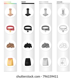 Pet store, products, merchandise and other web icon in cartoon style.Coil, thread, collar icons in set collection.