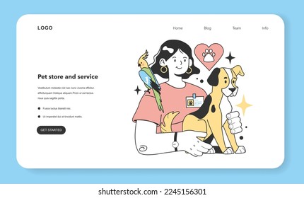 Pet store and service business web banner or landing page. Industries and areas for a starting and developing a new start-up, local business. Potential for growth and success. Flat Vector Illustration