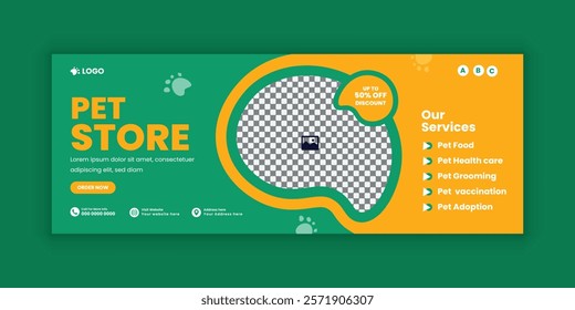 Pet store social media cover banner design template or animal web banner