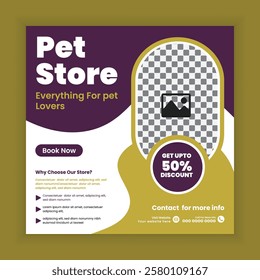 Pet Store Social Media Post design Or pet business web and online Square banner template