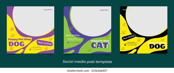 Pet store social media promotion banner post design template
