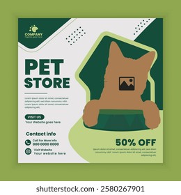 Pet store and wellness grooming Social Media Post design Or pet business web, online post-Square banner template
