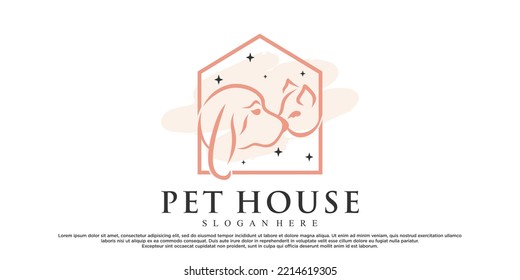 Pet style icon logo design with creative unique concept Premium Vector