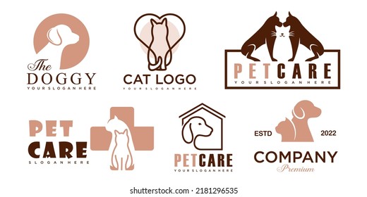 Pet style icon set logo design set for pet shop, hotel, veterinarian .