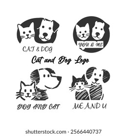 Pet Supplements Playful Logo with Cat and Dog Silhouettes.