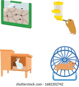 Pet supplies color vector icons