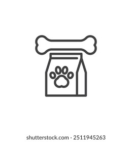 Icono de línea de suministros para mascotas. signo de estilo lineal para concepto y Diseño web móvil. Hueso de perro, icono de Vector de contorno de comida de gato. Símbolo, ilustración del logotipo. Gráficos de Vector