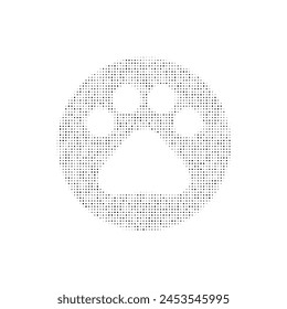The pet symbol filled with black dots. Pointillism style. Vector illustration on white background