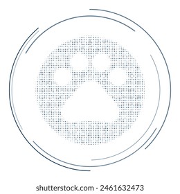 The pet symbol filled with dark blue dots. Pointillism style. Vector illustration on white background