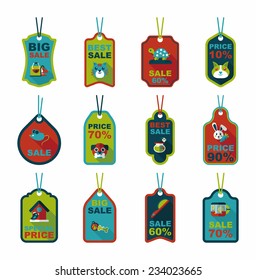 Pet tag flat banner design background set, eps10