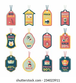 Pet tag flat banner design background set, eps10
