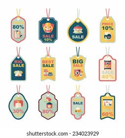 Pet tag flat banner design background set, eps10