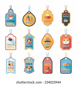 Pet tag flat banner design background set, eps10