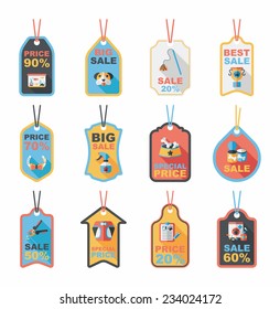 Pet tag flat banner design background set, eps10
